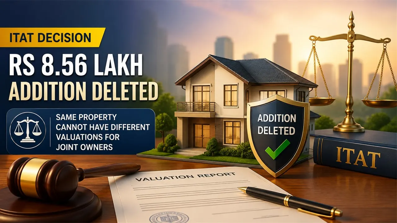 ITAT Deletes Rs 8.56 Lakh Addition, Holds Same Property Cannot Have Different Valuations for Joint Owners
