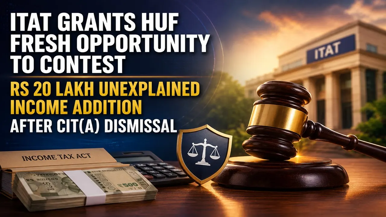ITAT Grants HUF Fresh Opportunity to Contest Rs 20 Lakh Unexplained Income Addition After CIT(A) Dismissal