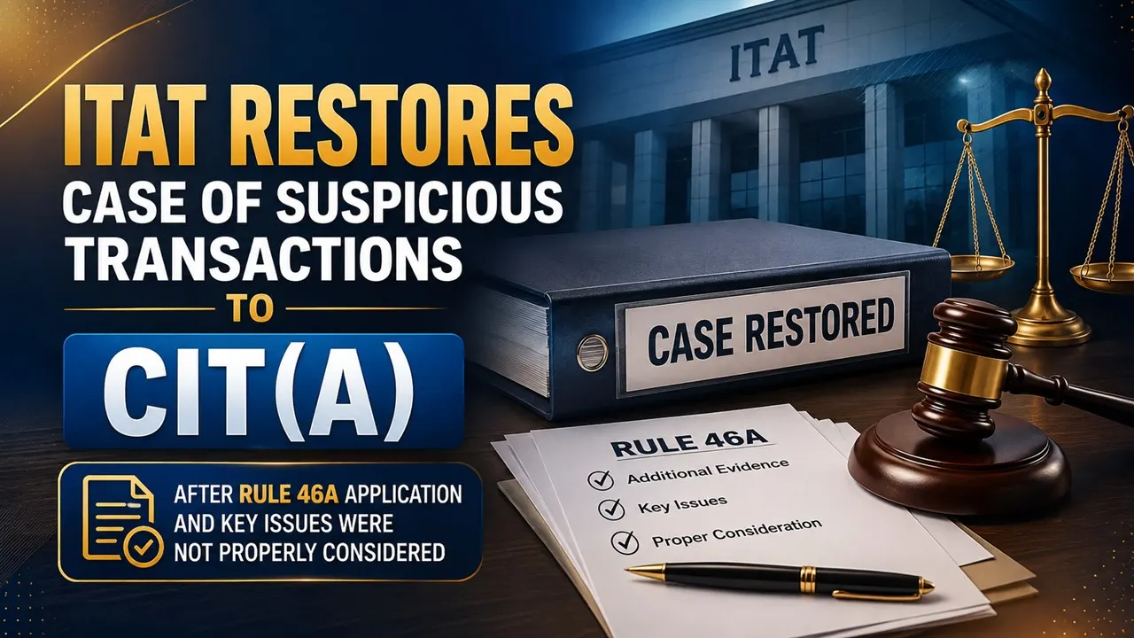ITAT Restores Case of Suspicious Transactions to CIT(A) After Rule 46A Application and Key Issues Were Not Properly Considered
