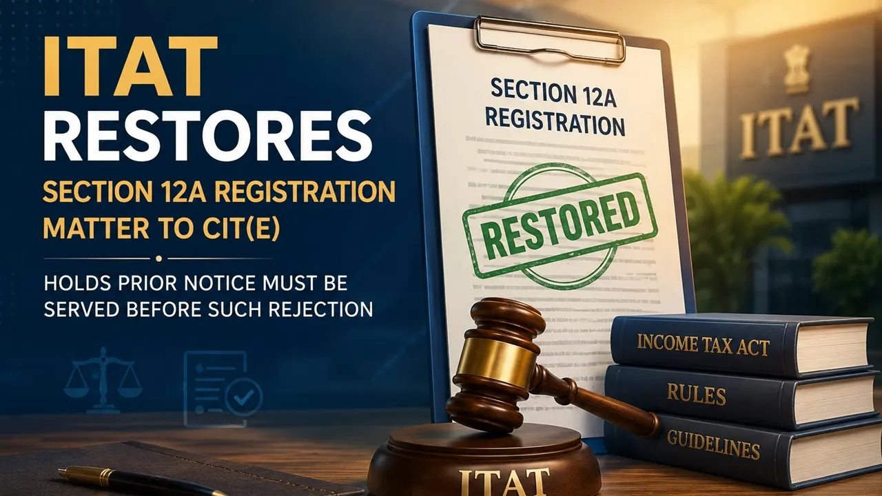 ITAT Restores Section 12A Registration Matter to CIT(E), Holds Prior Notice Must Be Served Before Such Rejection