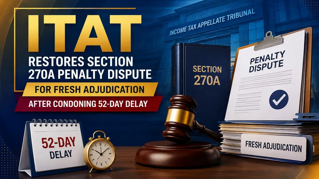 ITAT Restores Section 270A Penalty Dispute for Fresh Adjudication After Condoning 52-Day Delay