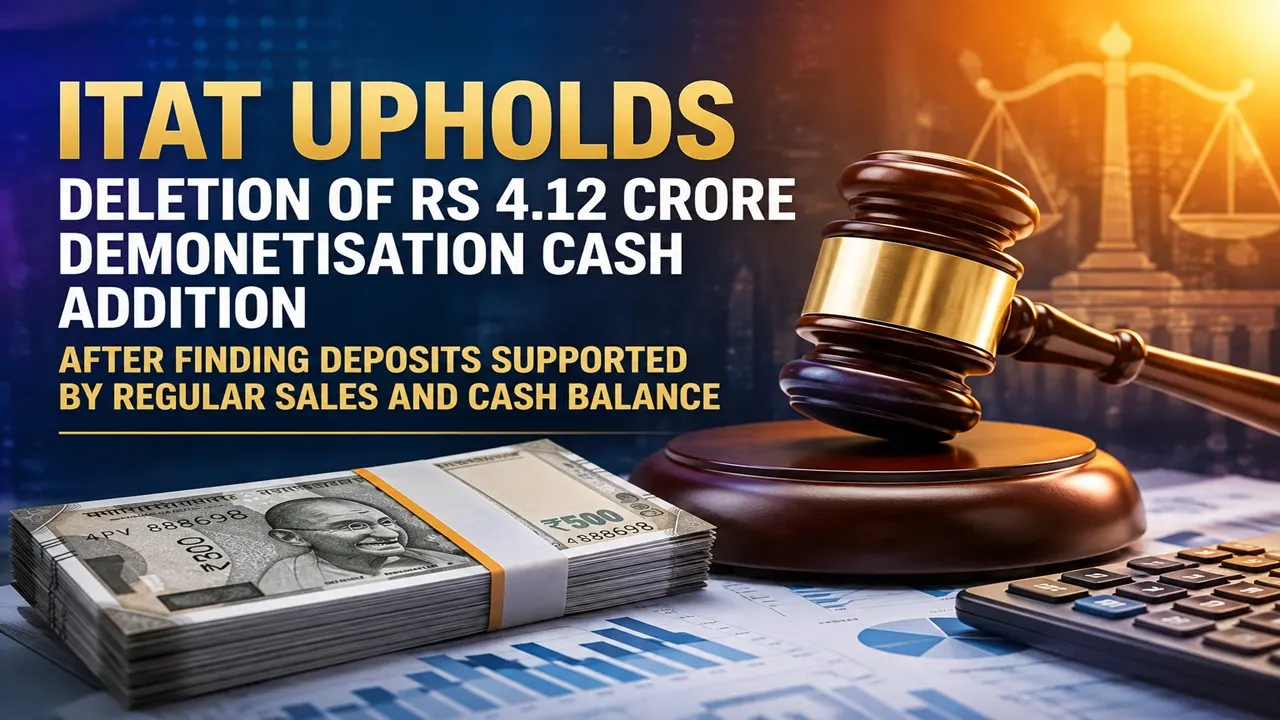 ITAT Upholds Deletion of Rs 4.12 Crore Demonetisation Cash Addition After Finding Deposits Supported by Regular Sales and Cash Balance