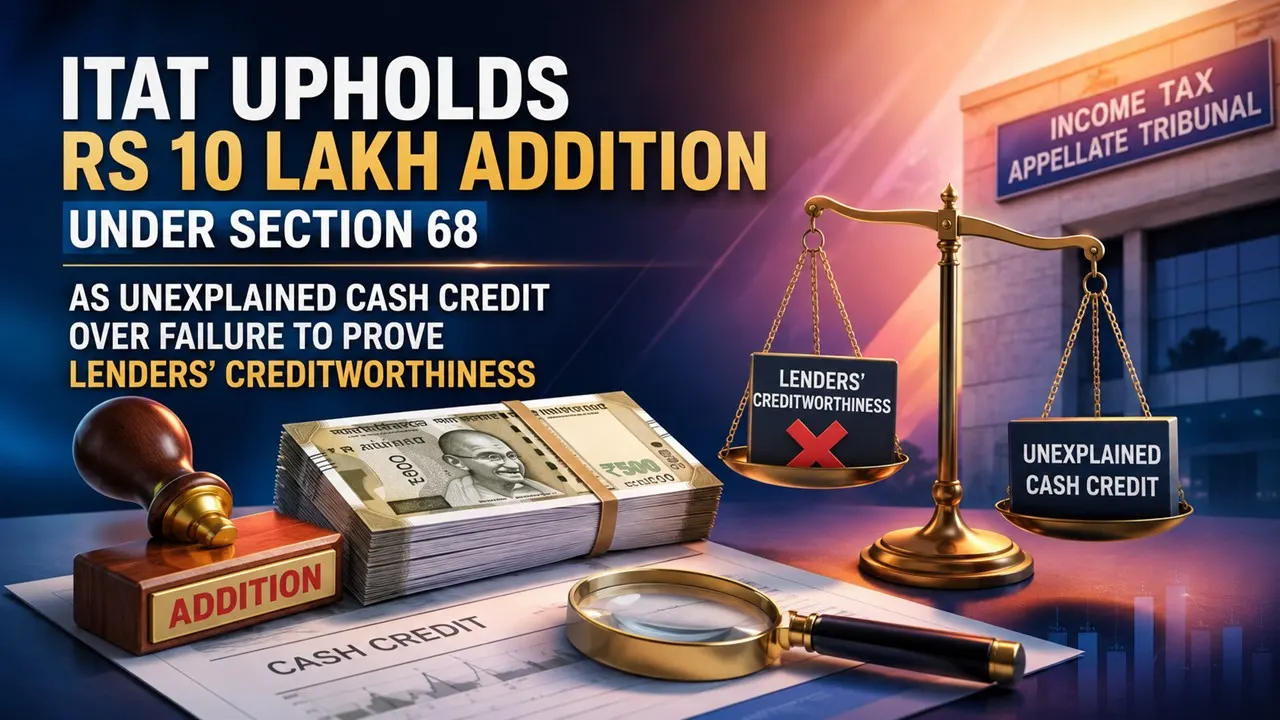 ITAT Upholds Rs 10 Lakh Addition Under Section 68 as Unexplained Cash Credit Over Failure to Prove Lenders’ Creditworthiness