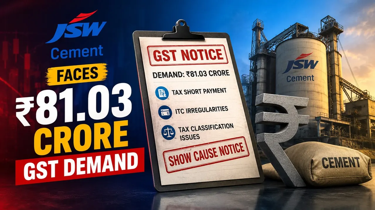 JSW Cement Faces Rs 81.03 Crore GST Demand for Alleged Tax Short Payment, ITC Irregularities, and Tax Classification Issues