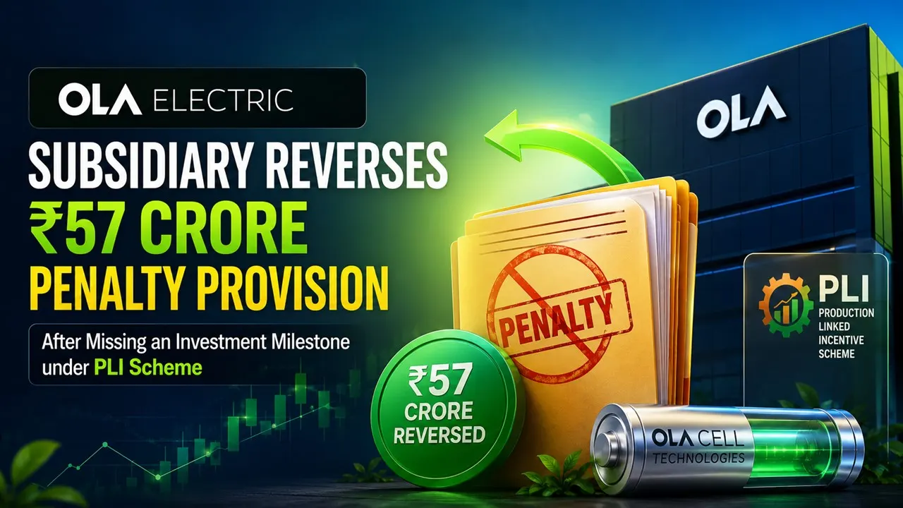 Ola Electric Subsidiary Reverses Rs 57 Crore Penalty Provision After Missing an Investment Milestone under PLI Scheme 