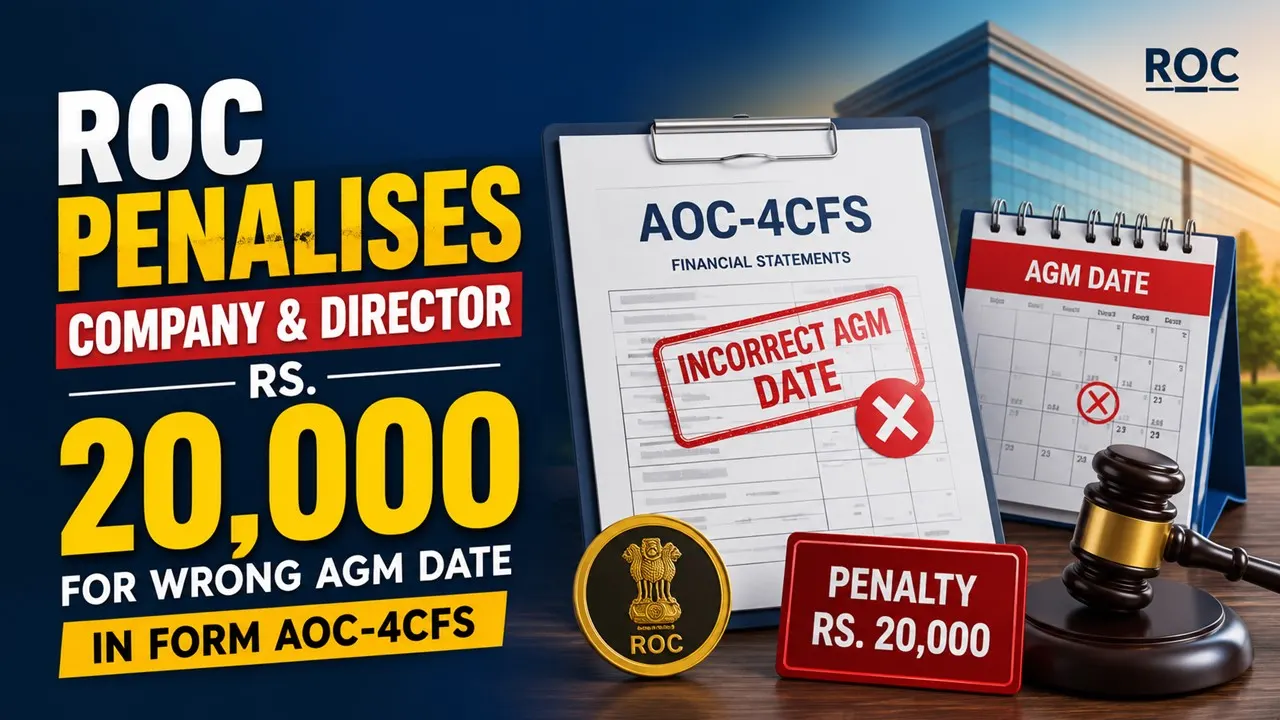 ROC Penalises Company and Director Rs 20,000 for Wrong AGM Date in Form AOC-4CFS