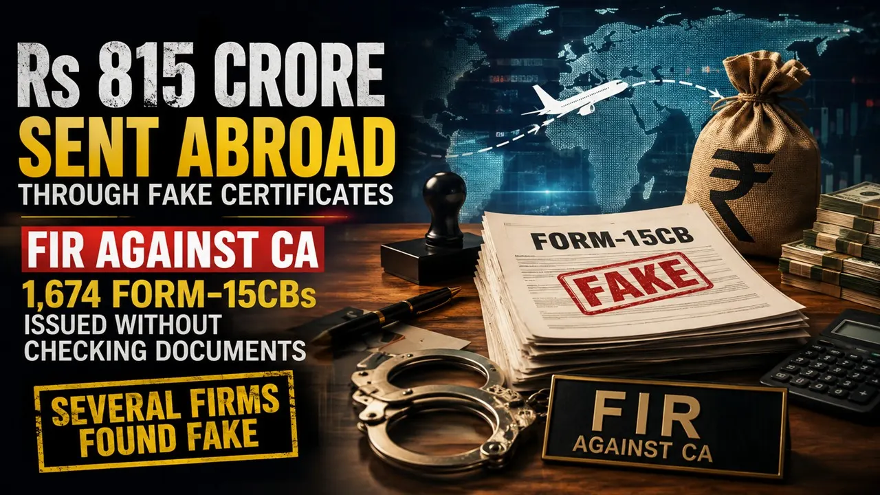 Rs 815 Crore Sent Abroad Through Fake Certificates, FIR Against CA: 1,674 Form-15CBs Issued Without Checking Documents; Several Firms Found Fake