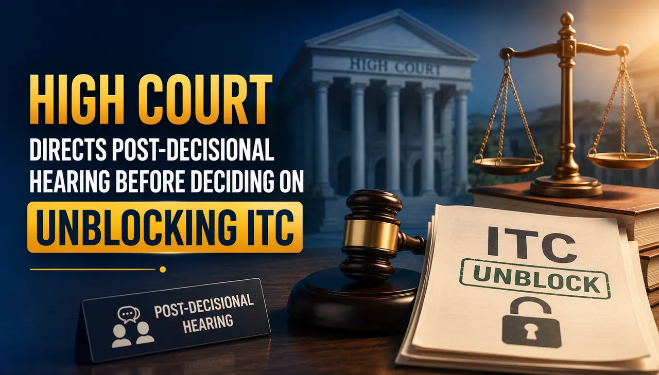 High Court Directs Post-Decisional Hearing Before Deciding on Unblocking ITC 