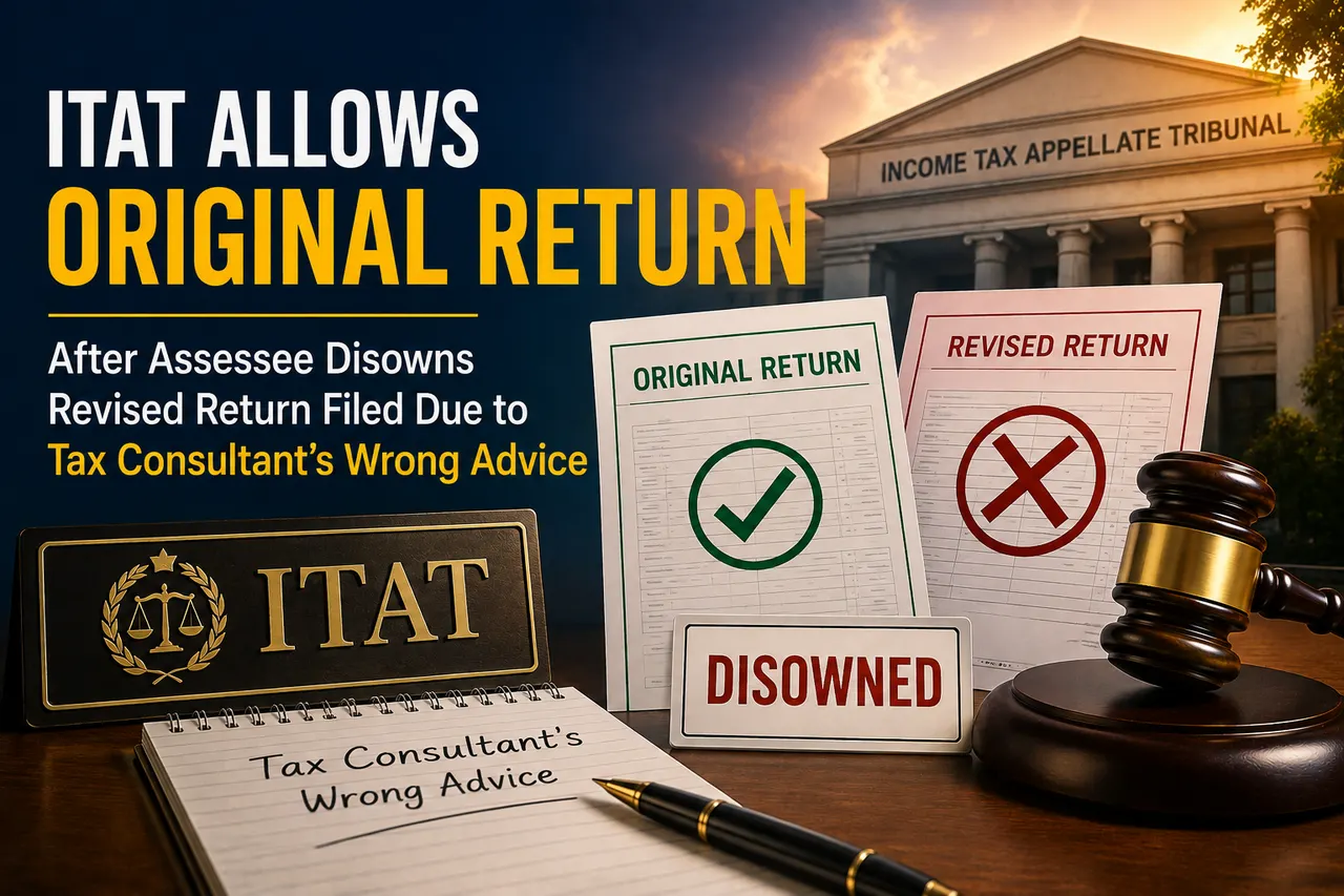 ITAT Allows Original Return After Assessee Disowns Revised Return Filed Due to Tax Consultant’s Wrong Advice