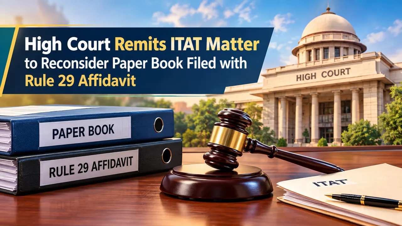 High Court Remits ITAT Matter to Reconsider Paper Book Filed with Rule 29 Affidavit