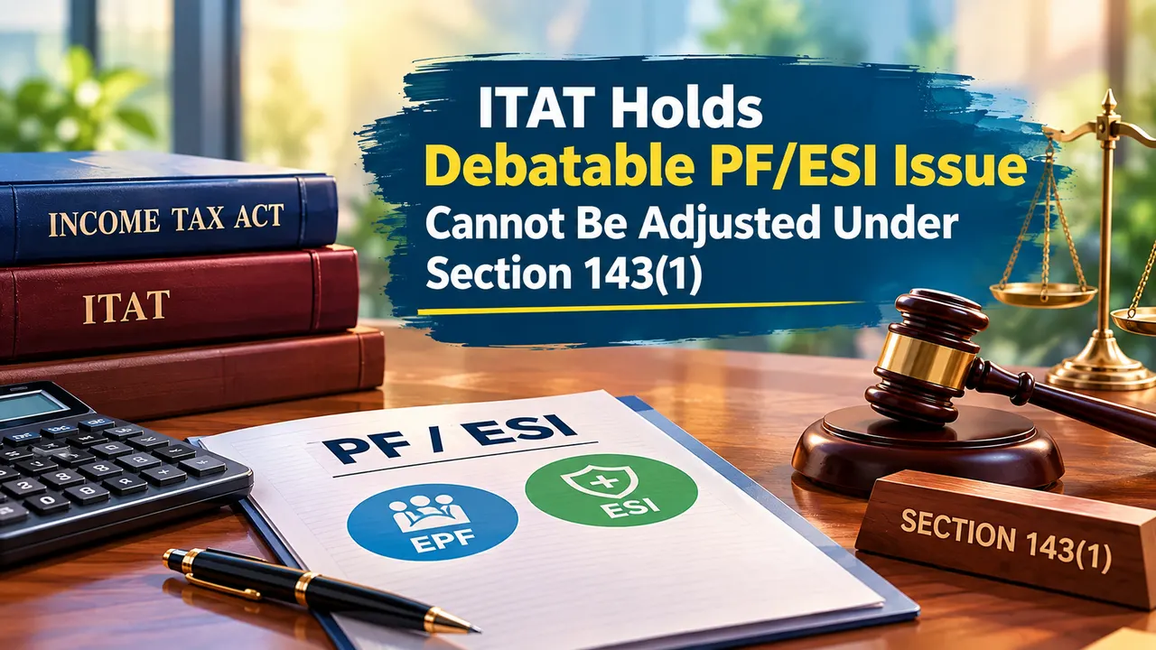 ITAT Holds Debatable PF/ESI Issue Cannot Be Adjusted Under Section 143(1)