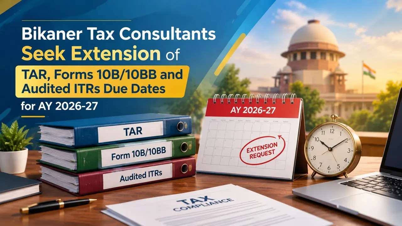Bikaner Tax Consultants Seek Extension of TAR, Forms 10B/10BB and Audited ITRs Due Dates for AY 2026-27