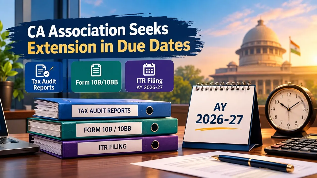 CA Association Seeks Extension in Due Dates of Tax Audit, Form 10B/10BB and ITR Filing for AY 2026-27