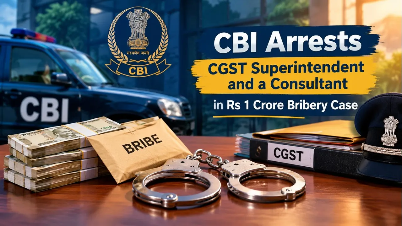 CBI Arrests CGST Superintendent and a Consultant in Rs 1 Crore Bribery Case 