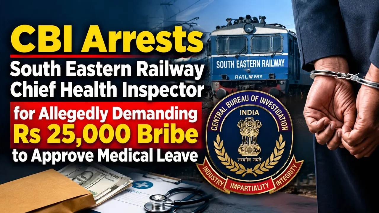 CBI Arrests South Eastern Railway Chief Health Inspector for Allegedly Demanding Rs 25,000 Bribe to Approve Medical Leave