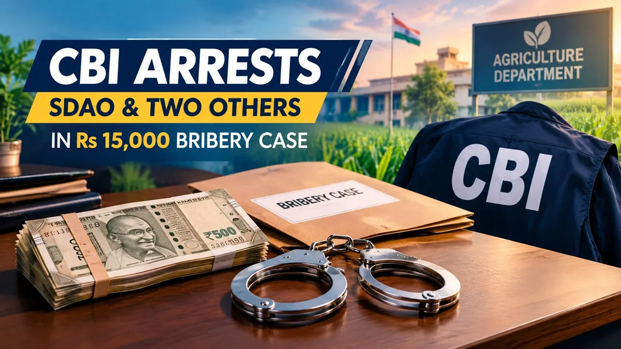 CBI Arrests Sub-Divisional Agriculture Officer and Two Others in Rs 15,000 Bribery Case