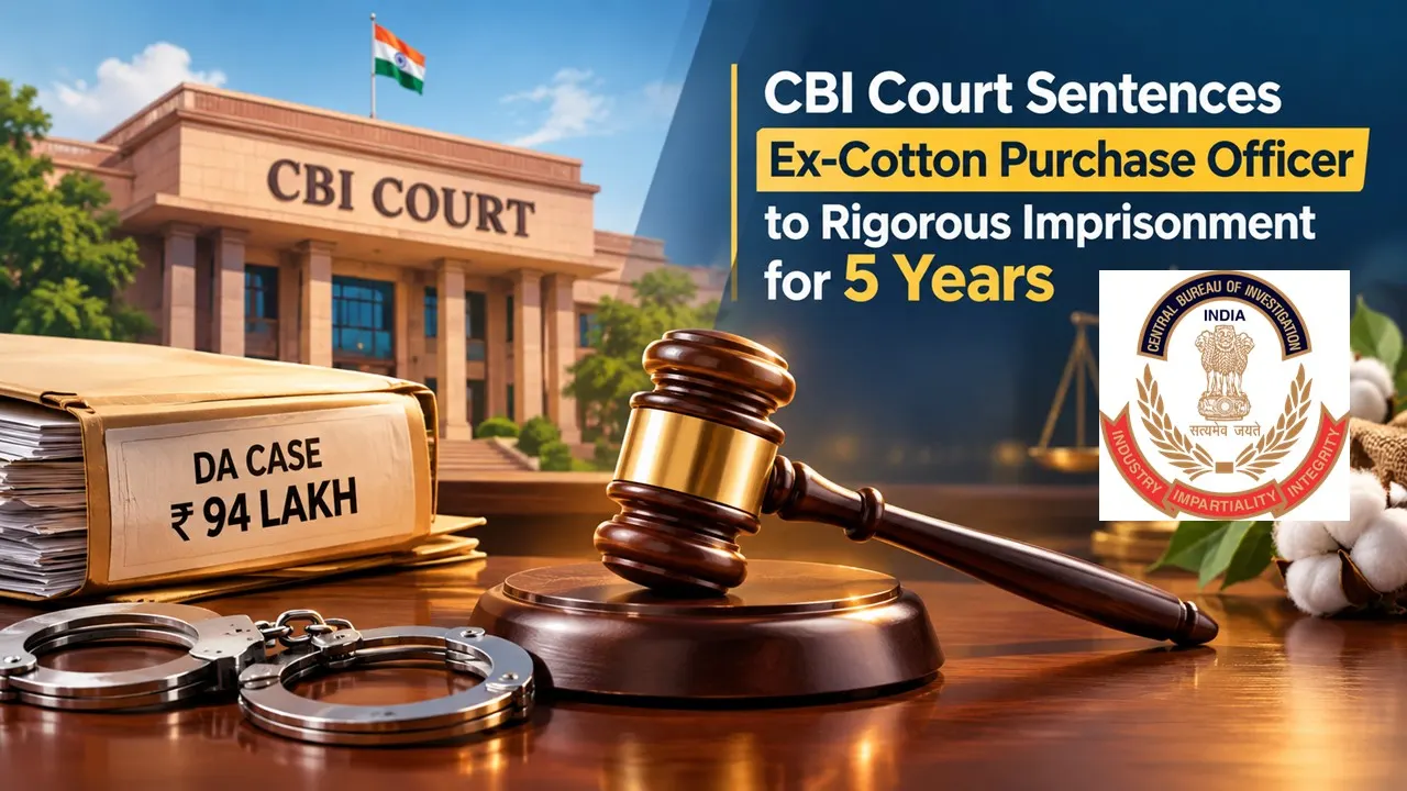 CBI Court Sentences Ex-Cotton Purchase Officer to Rigorous Imprisonment for 5 Years in Rs 94 Lakh DA Case