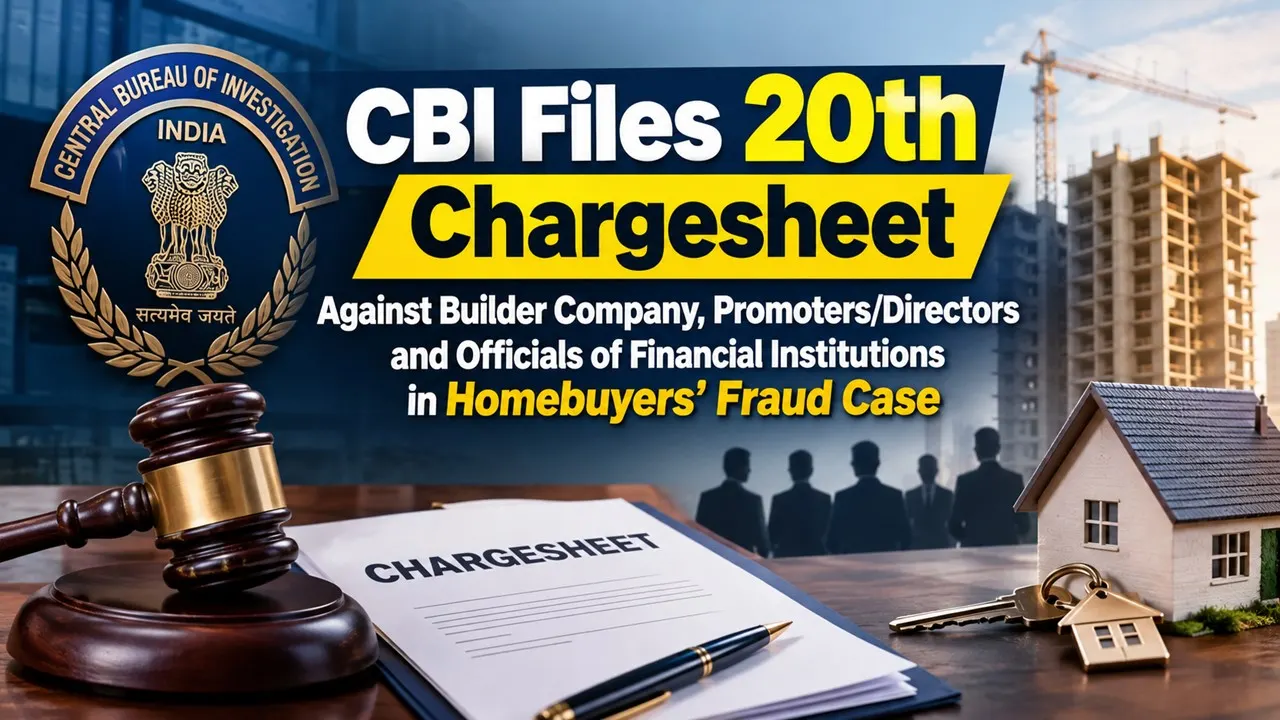 CBI Files 20th Chargesheet Against Builder Company, Promoters/Directors and Officials of Financial Institutions in Homebuyers’ Fraud Case