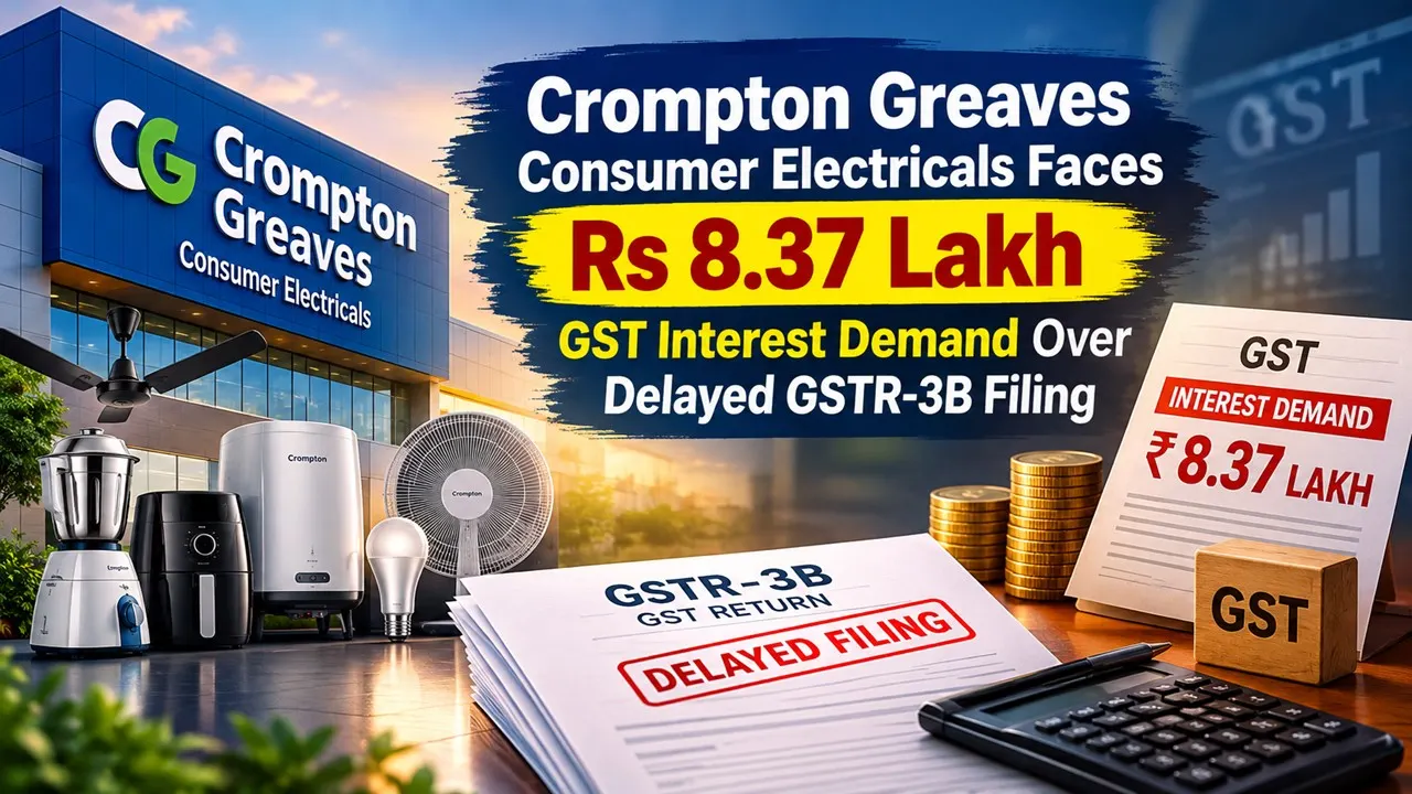 Crompton Greaves Consumer Electricals Faces Rs 8.37 Lakh GST Interest Demand Over Delayed GSTR-3B Filing