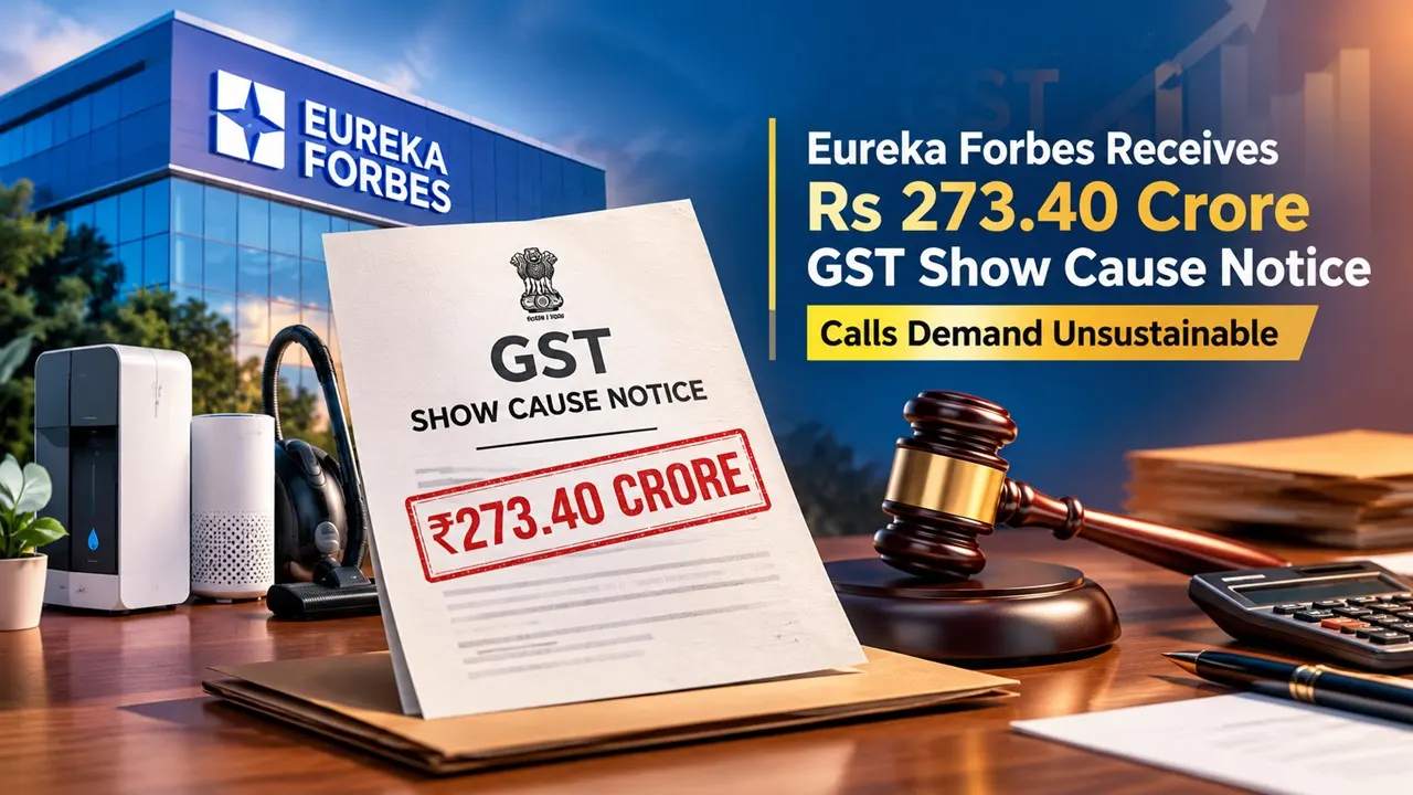 Eureka Forbes Receives Rs 273.40 Crore GST Show Cause Notice, Calls Demand Unsustainable