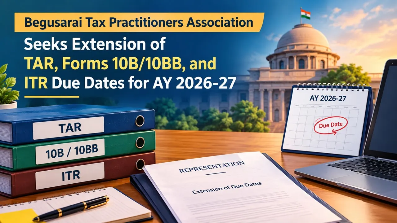 Begusarai Tax Practitioners Association Seeks Extension of TAR, Forms 10B/10BB, and ITR Due Dates for AY 2026-27