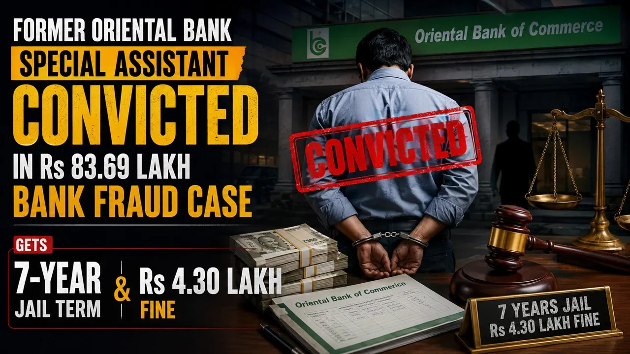 Former Oriental Bank Special Assistant Convicted in Rs 83.69 Lakh Bank Fraud Case, Gets 7-Year Jail Term and Rs 4.30 Lakh Fine
