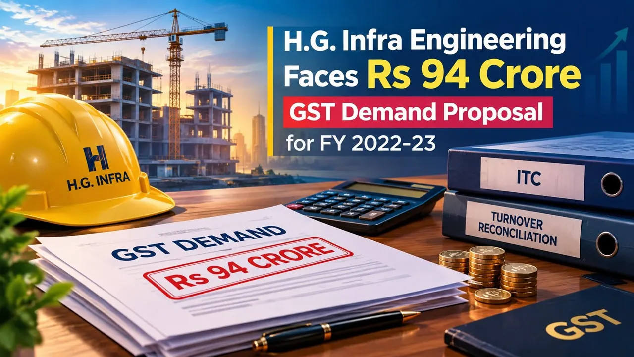 H.G. Infra Engineering Faces Rs 94 Crore GST Demand Proposal for FY 2022-23 Over ITC, Turnover Reconciliation
