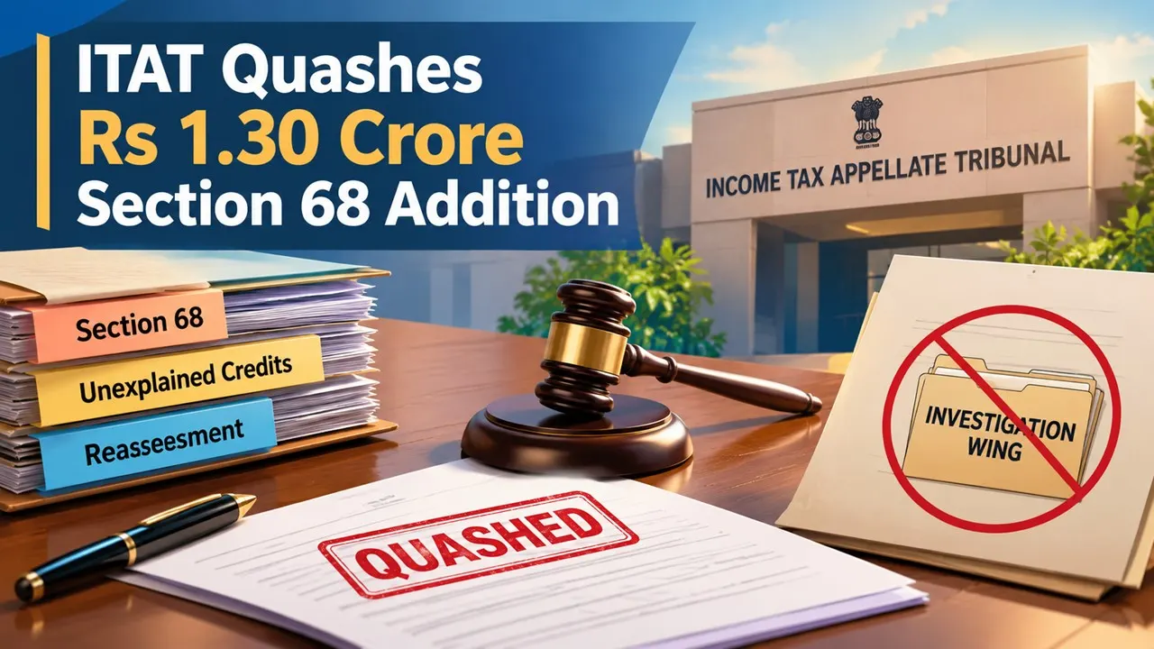 ITAT Quashes Rs 1.30 Crore Section 68 Unexplained Credits Addition, Holds Investigation Wing Input Alone Cannot Justify Reassessment