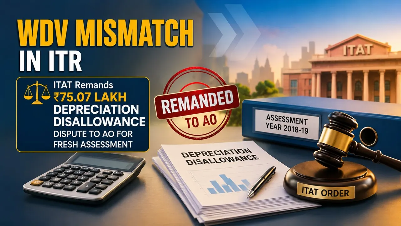 WDV Mismatch in ITR: ITAT Remands Rs 75.07 Lakh Depreciation Disallowance Dispute to AO for Fresh Assessment