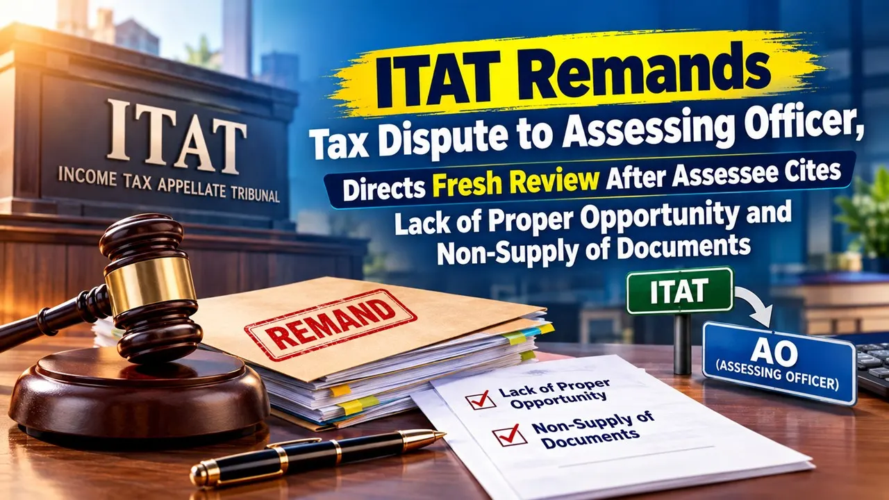 ITAT Remands Tax Dispute to Assessing Officer, Directs Fresh Review After Assessee Cites Lack of Proper Opportunity and Non-Supply of Documents
