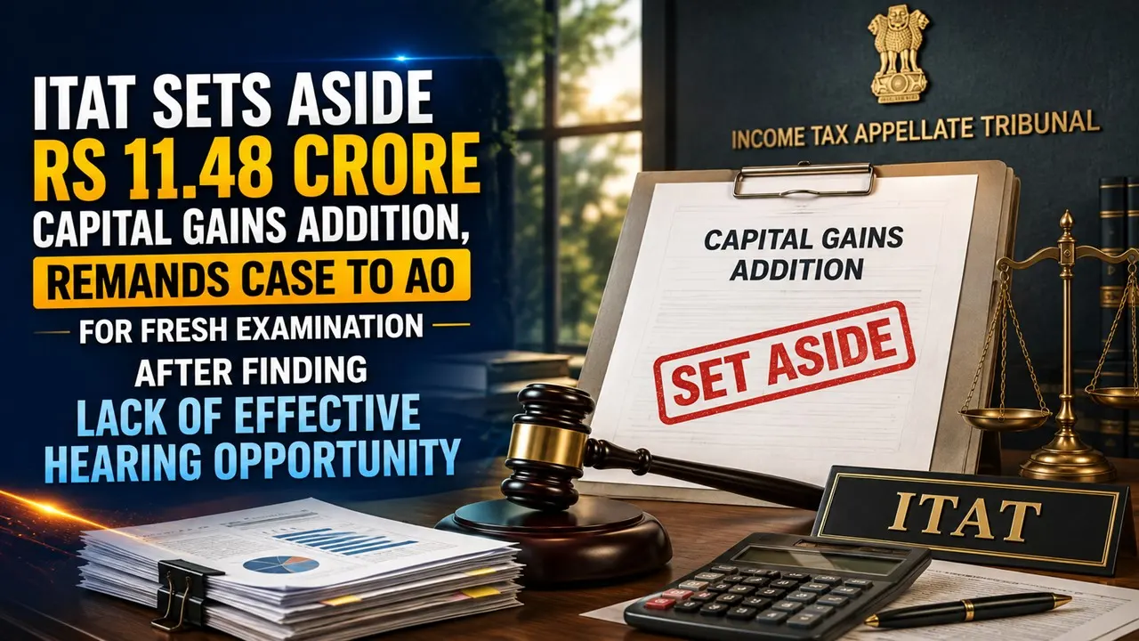 ITAT Sets Aside Rs 11.48 Crore Capital Gains Addition, Remands Case for Fresh Adjudication After Finding Lack of Hearing Opportunity