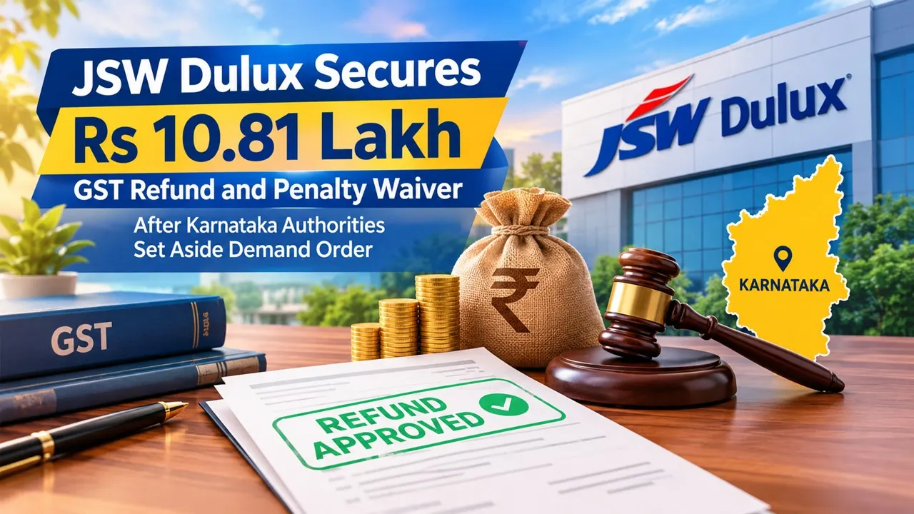JSW Dulux Secures Rs 10.81 Lakh GST Refund and Penalty Waiver After Karnataka Authorities Set Aside Demand Order