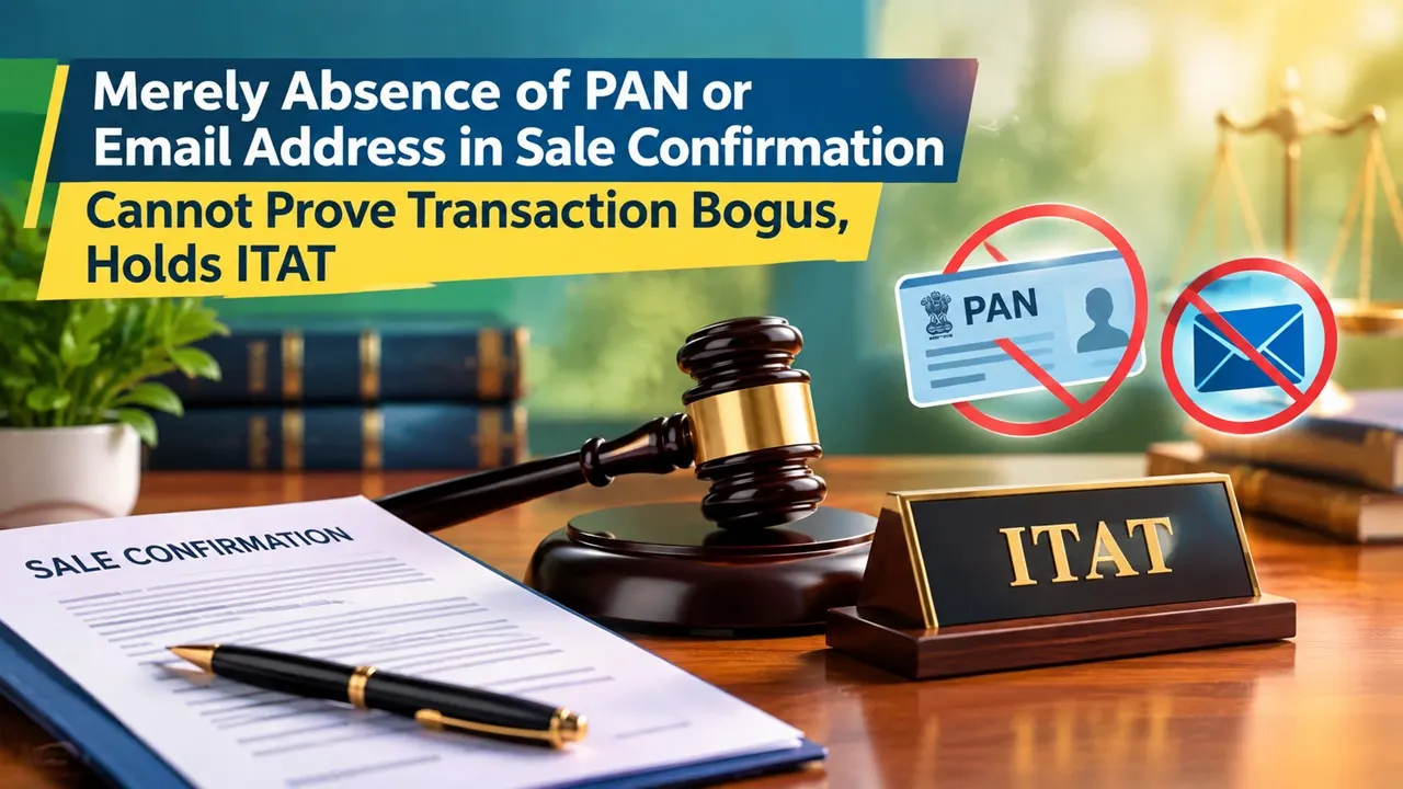 Merely Absence of PAN or Email Address in Sale Confirmation Cannot Prove Transaction Bogus, Holds ITAT