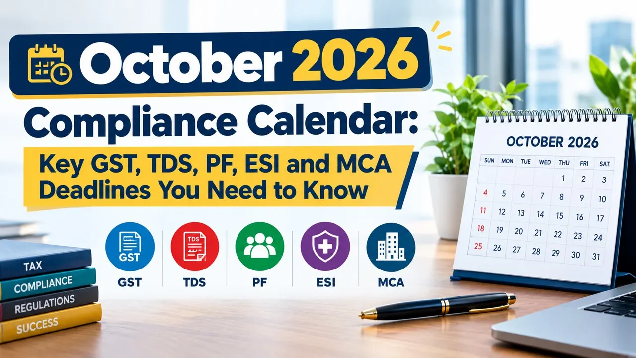 October 2026 Compliance Calendar: Key GST, TDS, PF, ESI and MCA Deadlines You Need to Know