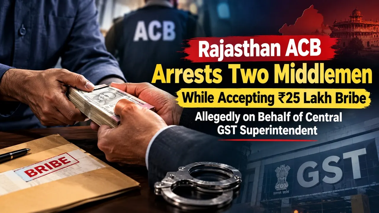 Rajasthan ACB Arrests Two Middlemen While Accepting Rs 25 Lakh Bribe Allegedly on Behalf of Central GST Superintendent