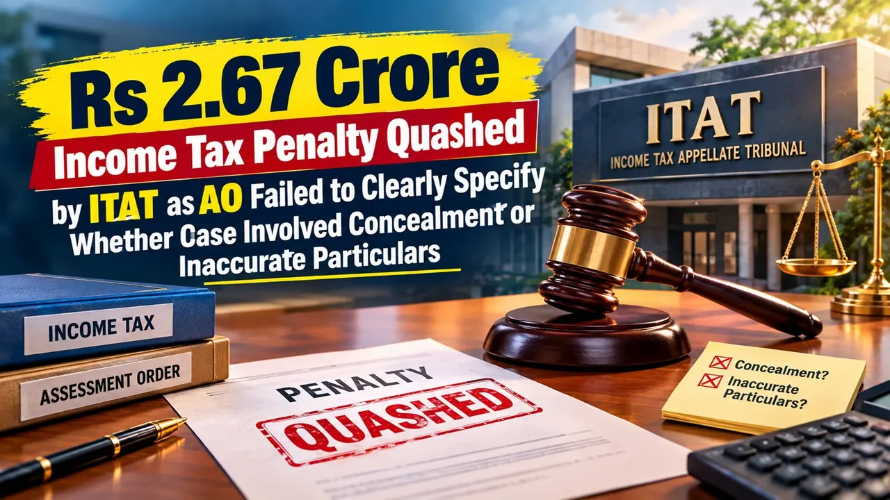 Rs 2.67 Crore Income Tax Penalty Quashed by ITAT as AO Failed to Clearly Specify Whether Case Involved Concealment or Inaccurate Particulars