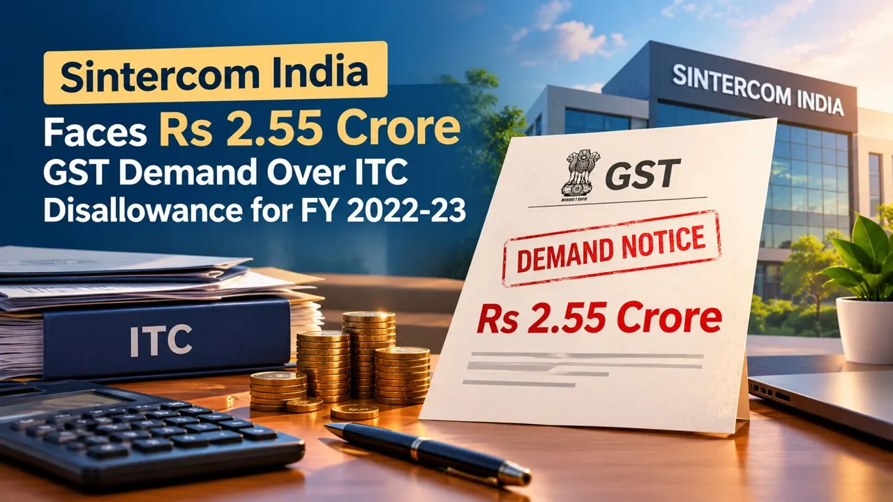 Sintercom India Faces Rs 2.55 Crore GST Demand Over ITC Disallowance for FY 2022-23