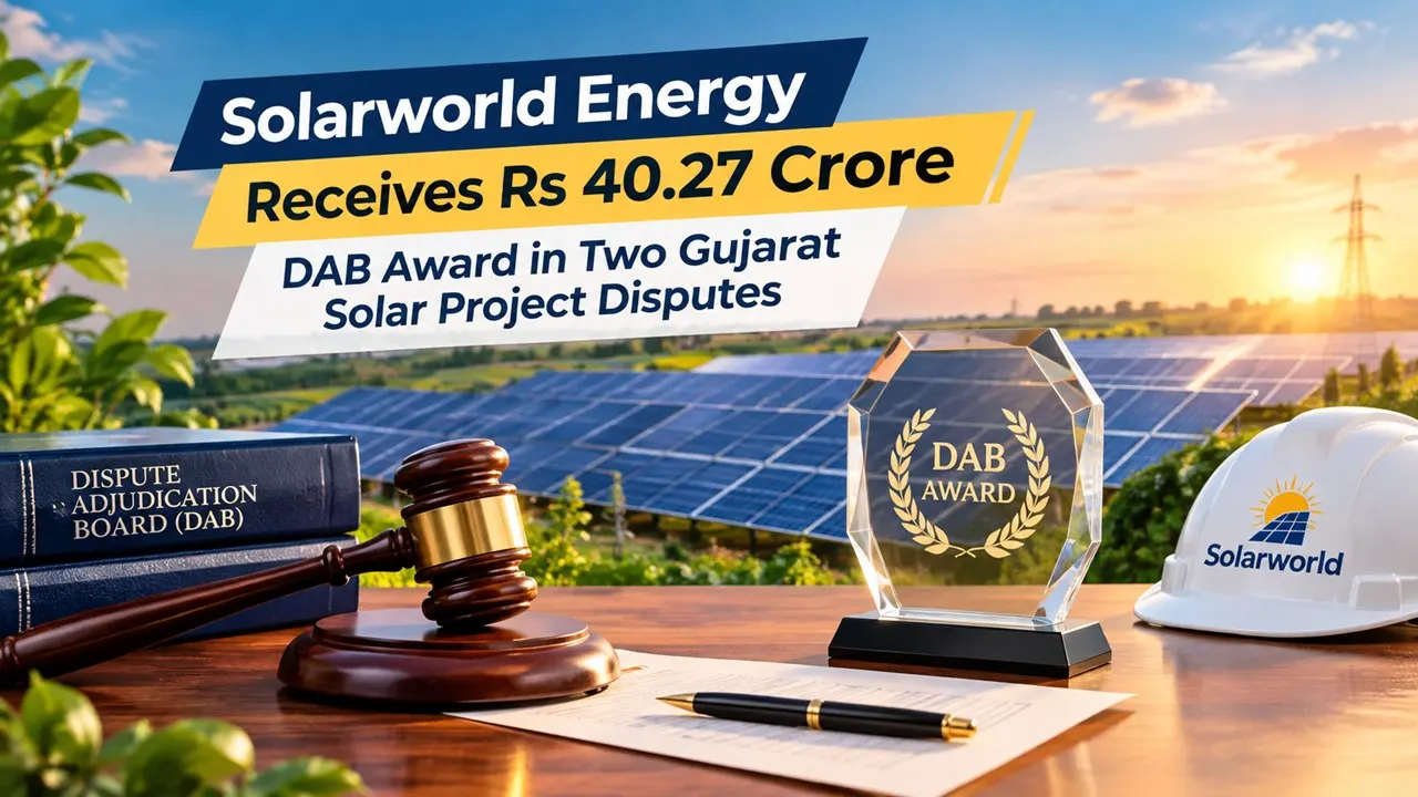 Solarworld Energy Receives Rs 40.27 Crore DAB Award in Two Gujarat Solar Project Disputes