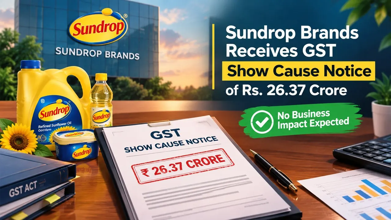 Sundrop Brands Receives GST Show Cause Notice of Rs. 26.37 Crore, Company Expects No Business Impact