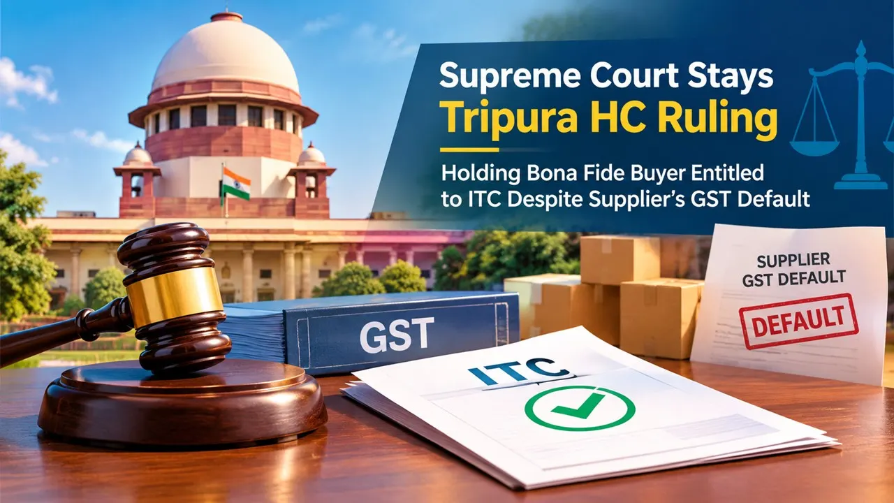 Supreme Court Stays Tripura HC Ruling Holding Bona Fide Buyer Entitled to ITC Despite Supplier’s GST Default
