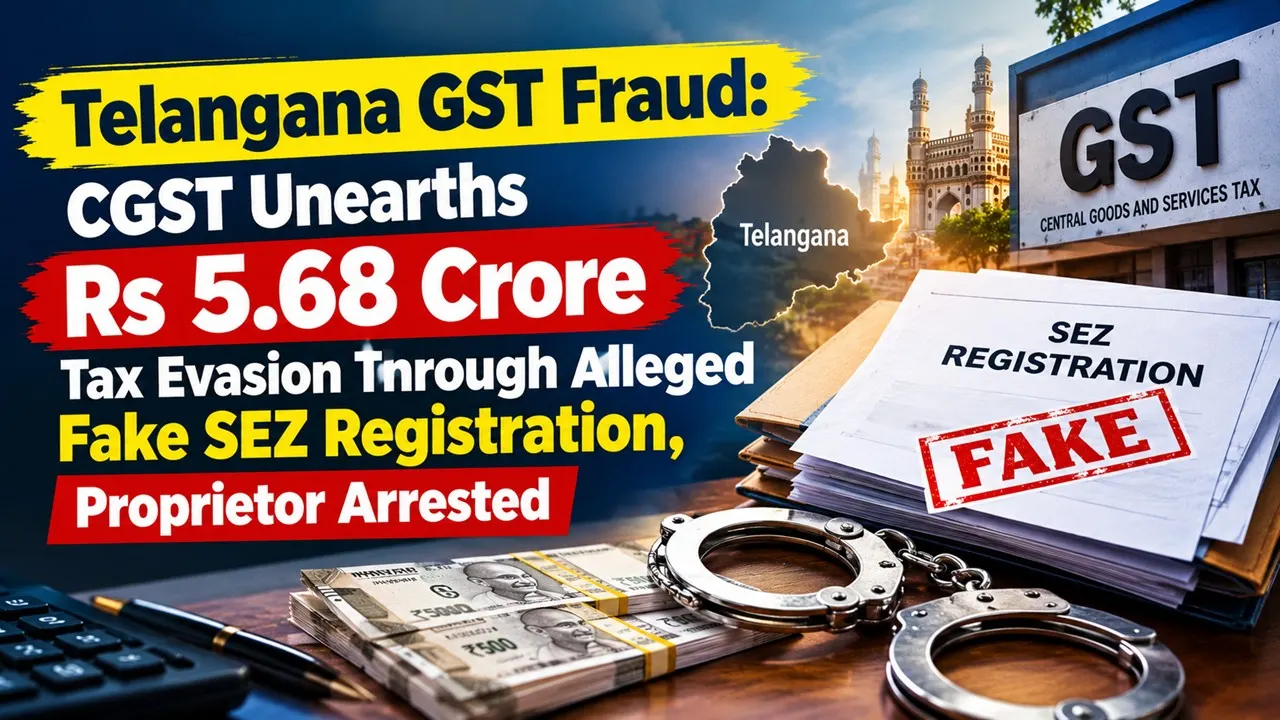 Telangana GST Fraud: CGST Unearths Rs 5.68 Crore Tax Evasion Through Alleged Fake SEZ Registration, Proprietor Arrested
