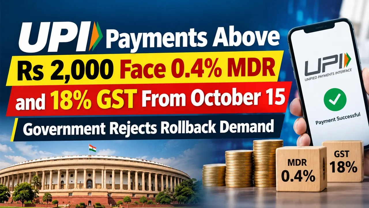 UPI Payments Above Rs 2,000 Face 0.4% MDR and 18% GST From October 15; Government Rejects Rollback Demand