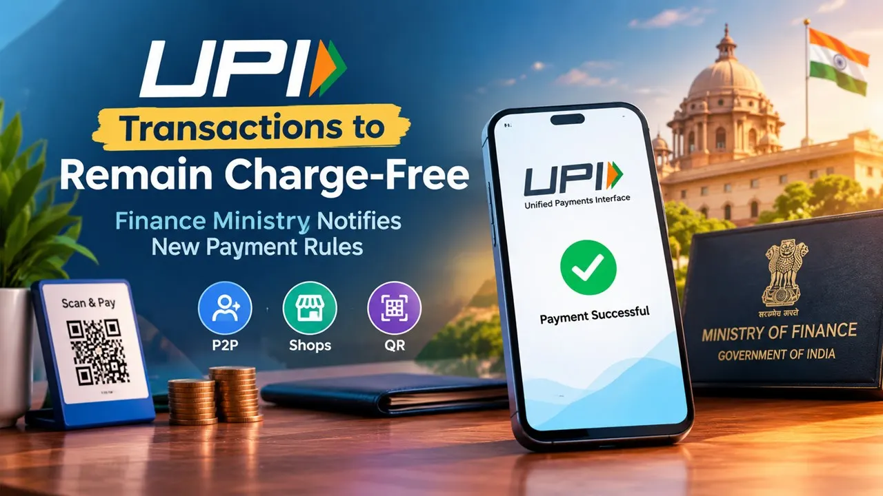UPI Transactions to Remain Charge-Free: Finance Ministry Notifies New Payment Rules