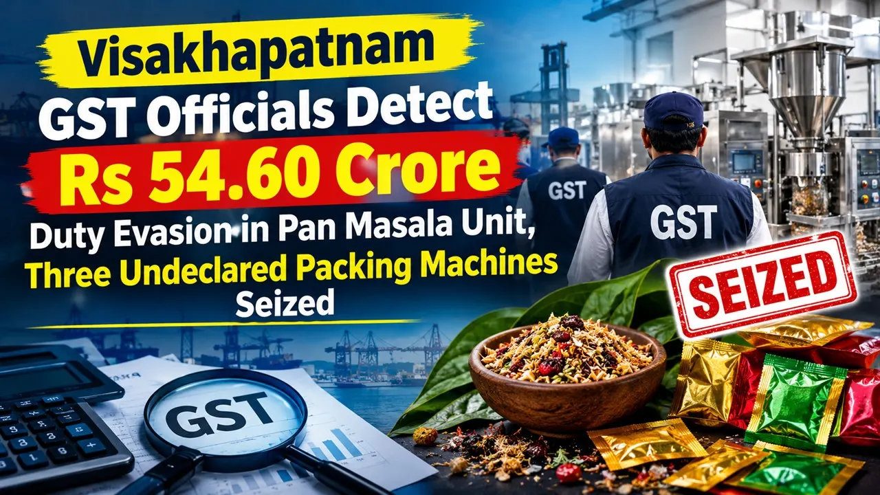 Visakhapatnam GST Officials Detect Alleged Rs 54.60 Crore Duty Evasion in Pan Masala Unit, Three Undeclared Packing Machines Seized