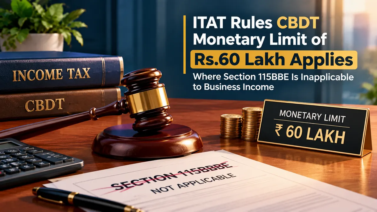 ITAT Rules CBDT Monetary Limit of Rs.60 Lakh Applies Where Section 115BBE Is Inapplicable to Business Income