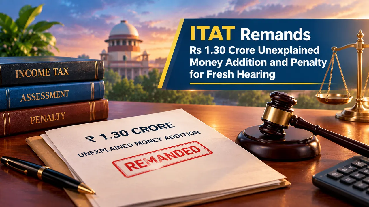 ITAT Remands Rs 1.30 Crore Unexplained Money Addition and Penalty for Fresh Hearing