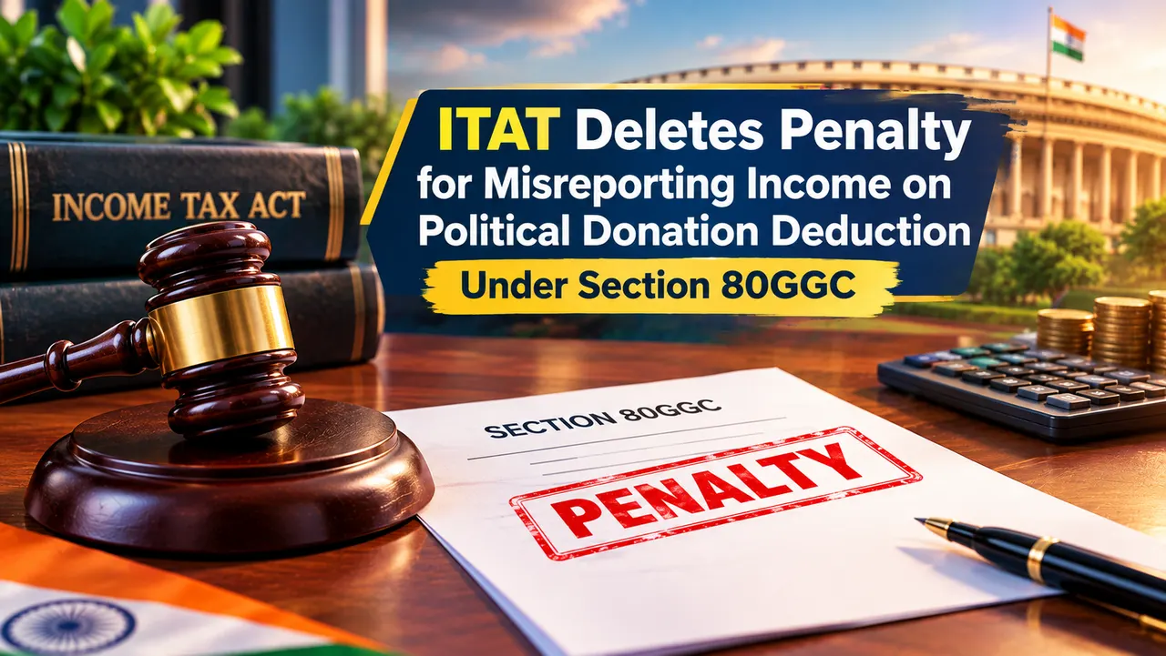 ITAT Deletes Penalty for Misreporting Income on Political Donation Deduction Under Section 80GGC