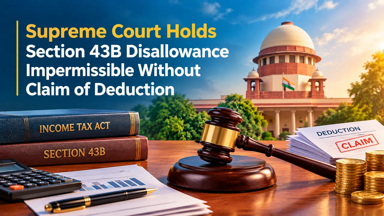 Supreme Court Holds Section 43B Disallowance Impermissible Without Claim of Deduction