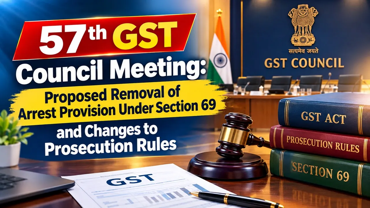 57th GST Council Meeting: Proposed Removal of Arrest Provision Under Section 69 and Changes to Prosecution Rules