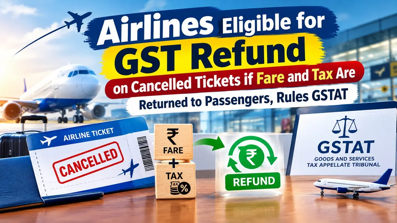 Airlines Eligible for GST Refund on Cancelled Tickets if Fare and Tax Are Returned to Passengers, Rules GSTAT